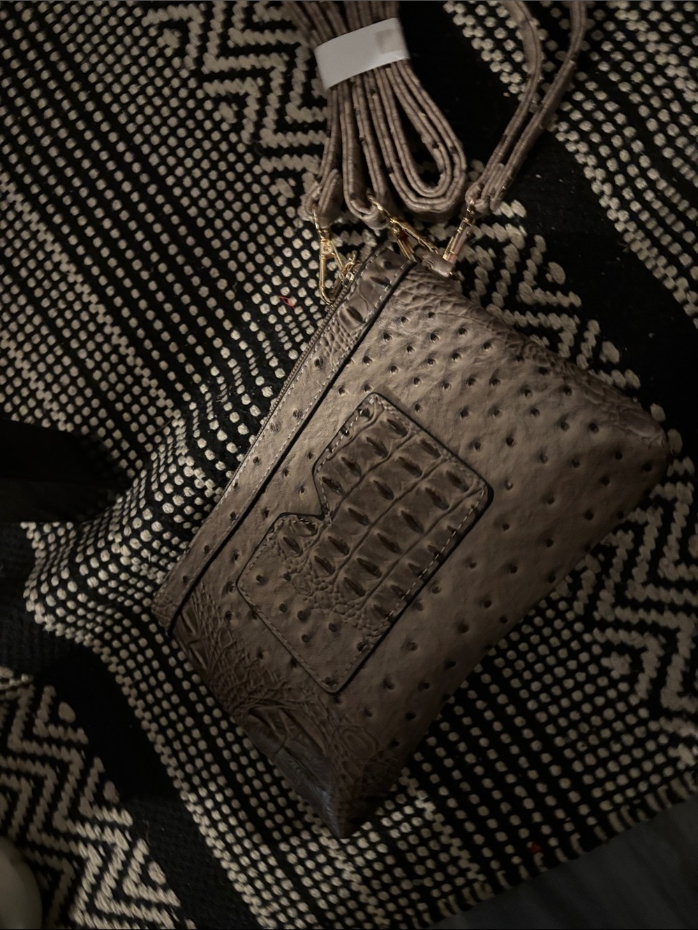DASEIN Metallic Taupe Textured Crossbody Bag with Adjustable Strap- New W/O Tag